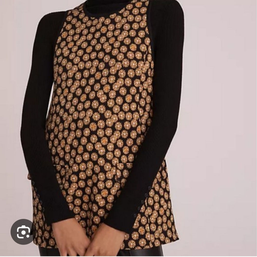 MAEVE-Anthropologie,Black, Gold & Orange Sleeveless tunic Top Sz. Med.